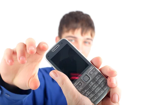 Adolescente tomar telefone — Fotografia de Stock