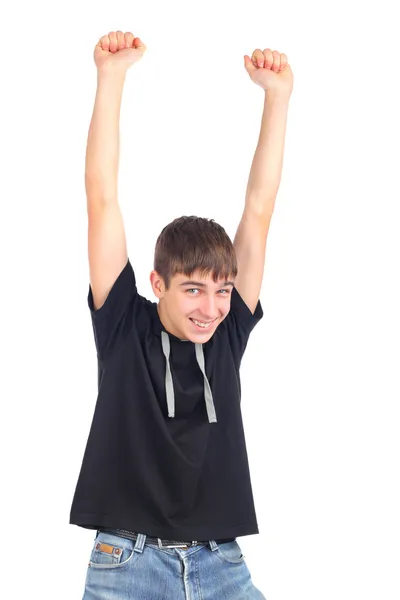 Teenager s rukama nahoru — Stock fotografie