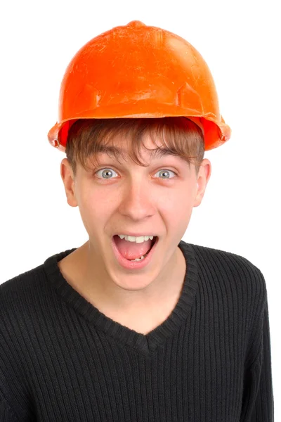 Teenager in hard hat — Stock Photo, Image