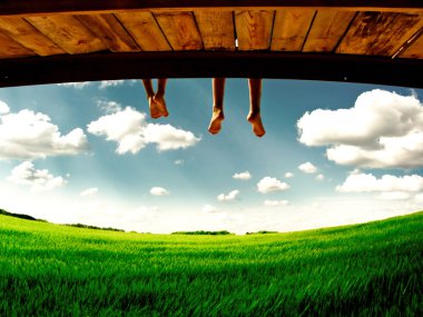 Legs hanging on nature clipart