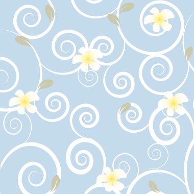 Floral seamless pattern floral card with white frangipani flowers clipart