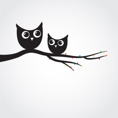 Owls couple in love. Vector. clipart