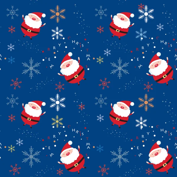 Seamless xmas pattern with santa and snowflakes — Stok Vektör