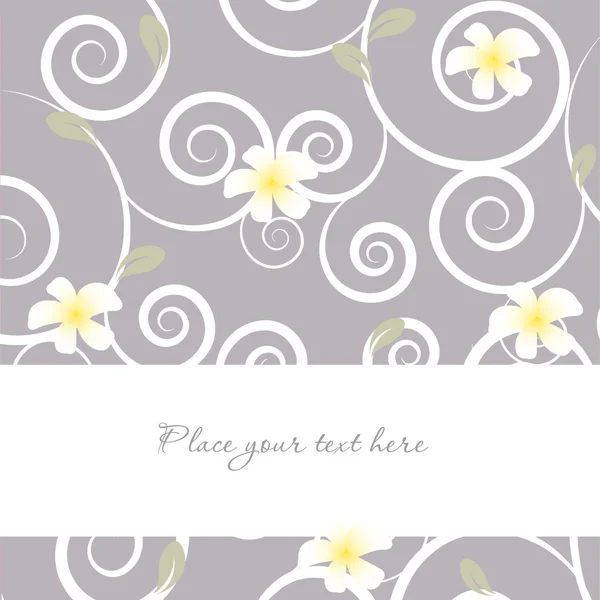 Loral card with white frangipani flowers — Stock Vector