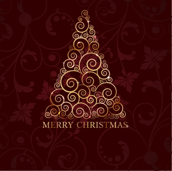 Carte de Noël vintage avec motif floral sur fond sombre — Image vectorielle