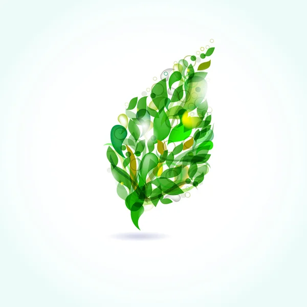 Πράσινο φύλλο από σταγόνες. διανυσματική μορφή — Διανυσματικό Αρχείο