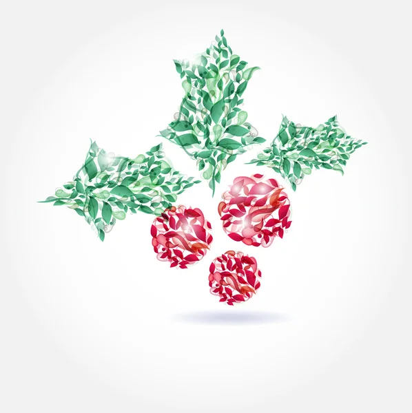 Holly μούρο από φύλλα και σταγόνες — Διανυσματικό Αρχείο