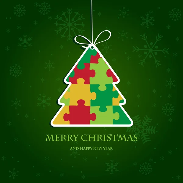 Kerstboom van jigsaw puzzle — Stockvector