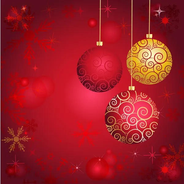 Χριστουγεννιάτικη κάρτα με μπάλες δέντρου χρυσές — Διανυσματικό Αρχείο