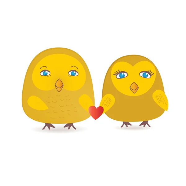 可爱的鸟类夫妇爱 — 图库矢量图片