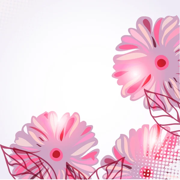 Cartão Saudação Com Flores Violetas Abstratas — Vetor de Stock