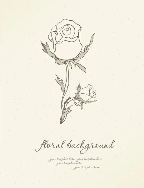复古背景与手绘玫瑰 — 图库矢量图片