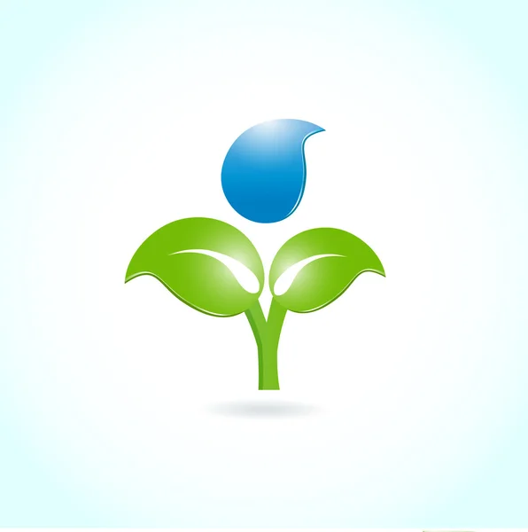 Οικολογική Φόντο Πράσινο Φύλλο Και Σταγόνα Νερό — Διανυσματικό Αρχείο