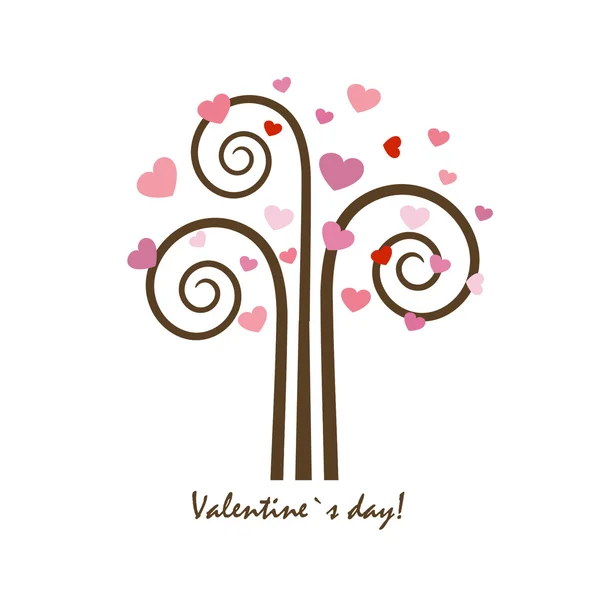Hjärtan Träd Valentines Kort — Stock vektor