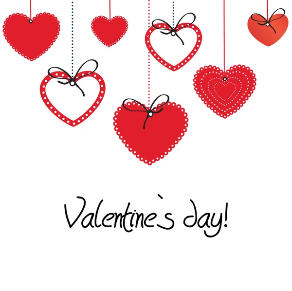 Tarjeta de San Valentín Vintage con corazones lindos — Vector de stock