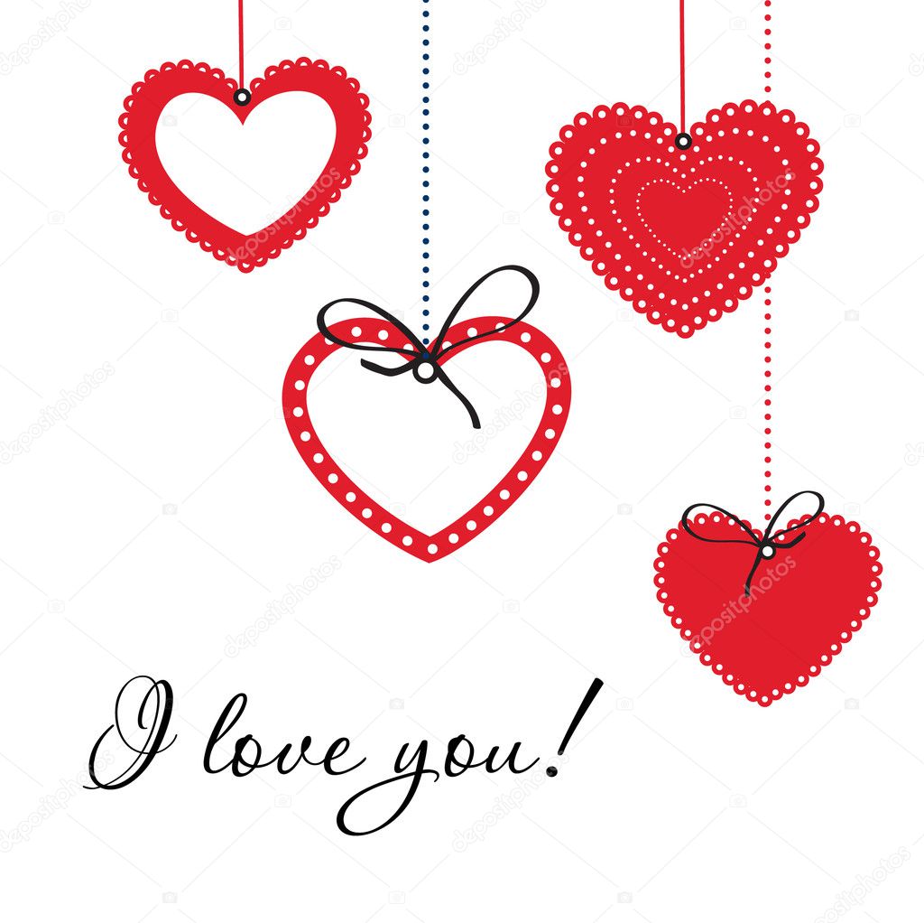 Vintage valentine card with cute hearts — Stock Vector ...