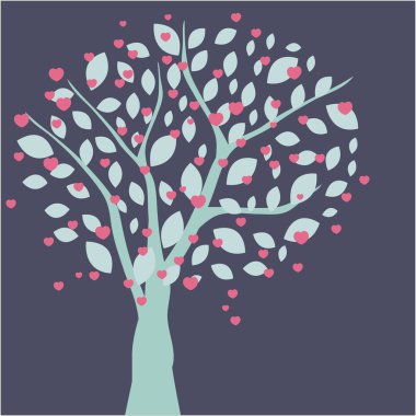 Hearts tree. Valentines card clipart