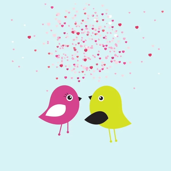 Niedliche Valentinskarte mit Vogelpaar — Stockfoto
