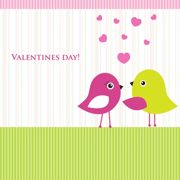 Niedliche Valentinskarte mit Vogelpaar — Stockfoto