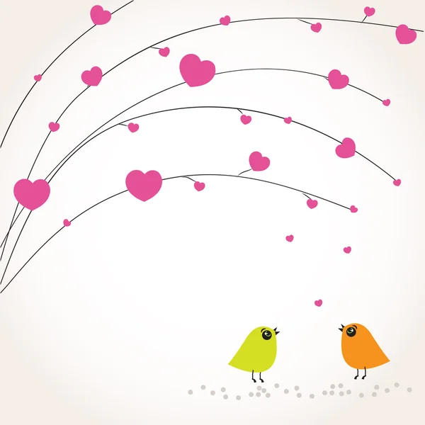 Carino Biglietto San Valentino Con Coppia Uccelli — Foto Stock