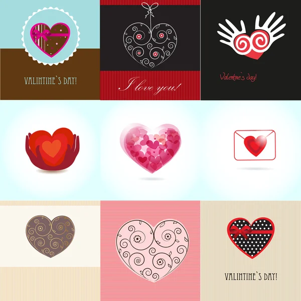 Rocznika Valentine Karty Serca Łuk — Zdjęcie stockowe