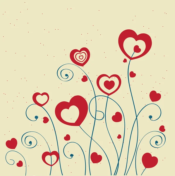 Καρδιές λουλούδια. κάρτα του Αγίου Βαλεντίνου — Φωτογραφία Αρχείου