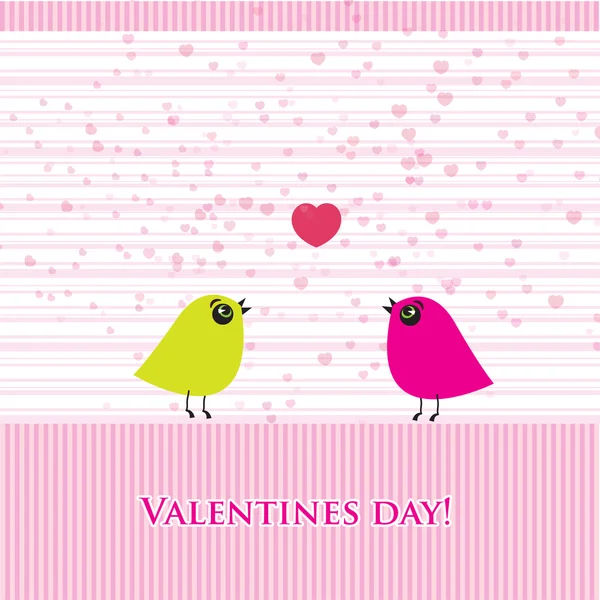 Cute valentine`s card with birds couple — Stock Photo, Image
