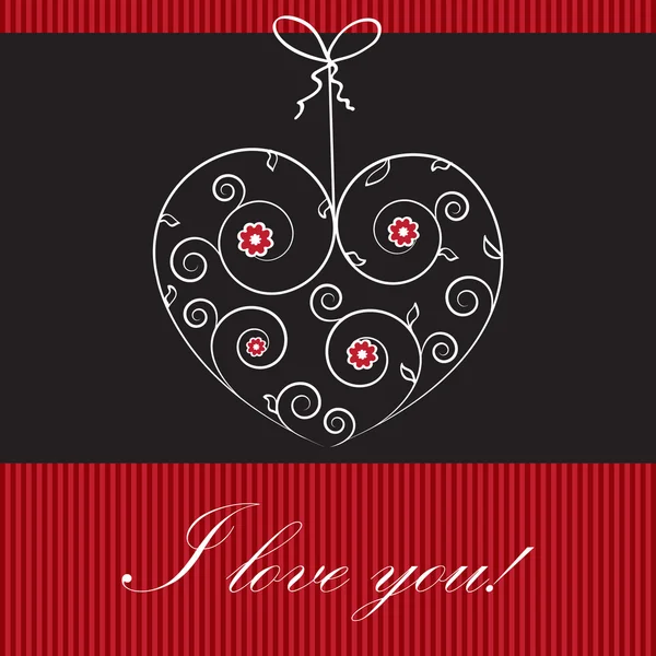 心と弓でビンテージのバレンタインのカード — ストック写真