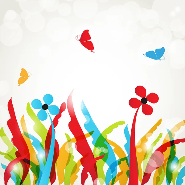 Hintergrund mit Blumen und Schmetterlingen — Stockfoto