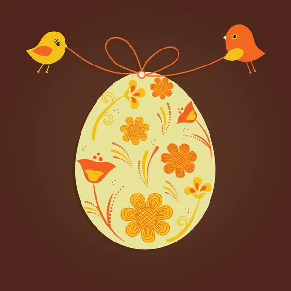 Two birds holding easter egg — Stock Photo, Image
