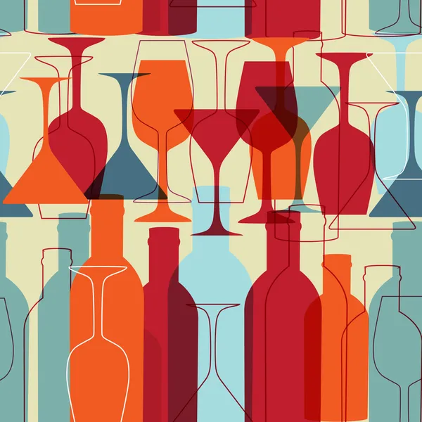 Bakgrund med vinflaskor och glasögon — Stockfoto
