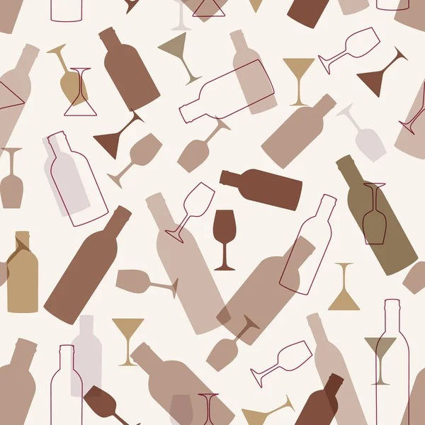 ワインのボトルとグラスのヴィンテージのシームレスな背景 — ストック写真