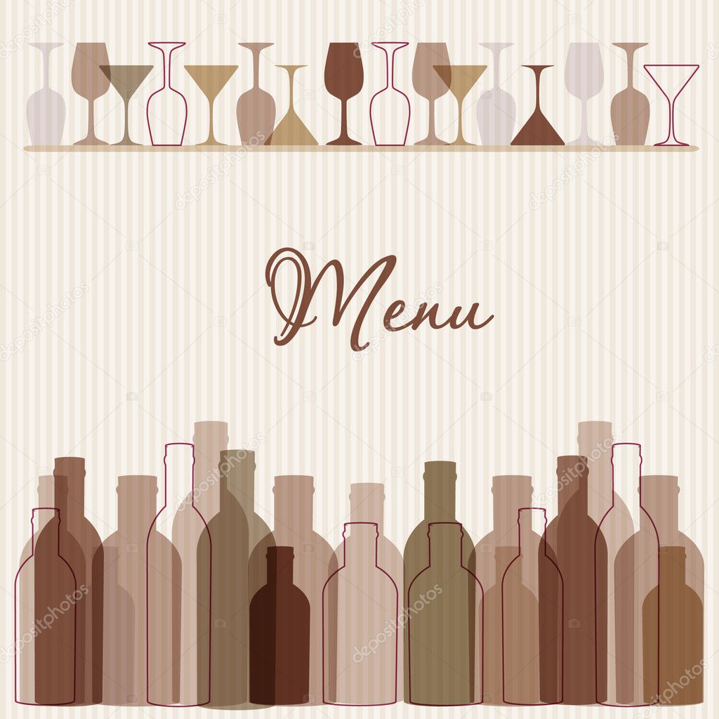 Restaurant background with bottles, glasses