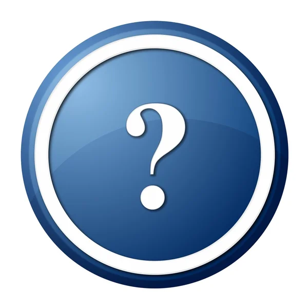 Blue question mark round button — Stok fotoğraf