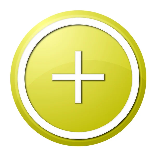 Yellow plus button — Stock Photo, Image