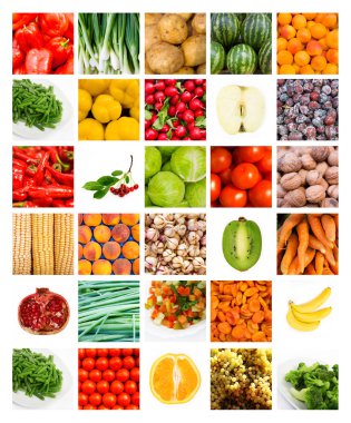 Collage of fruits and vegetables clipart