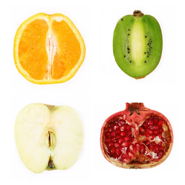 Four halved fruit — Stock Photo, Image