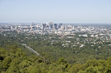 View of the Brisbane City from Mount Coo-tha lookout clipart