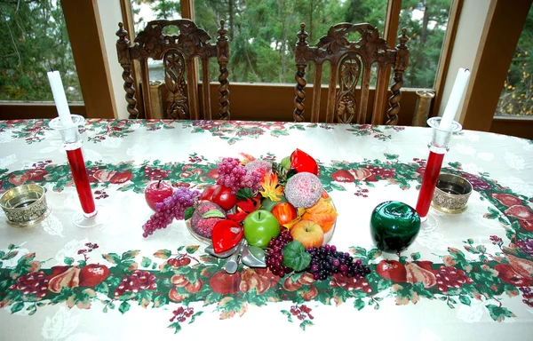 Christmas dinner table setting. — Stock Photo, Image