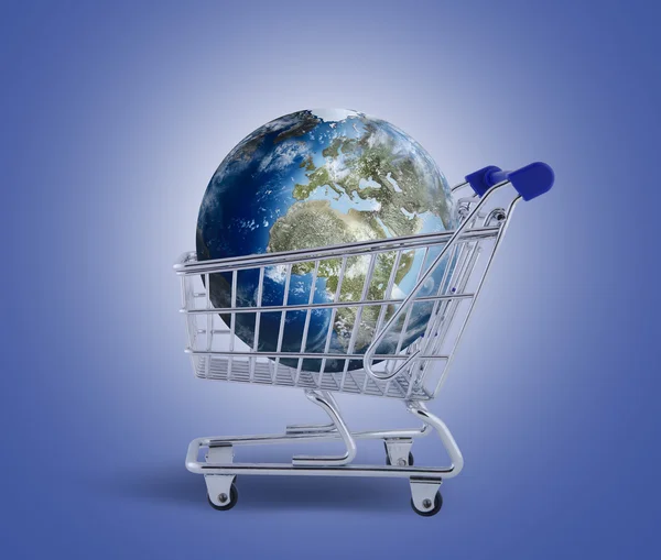 stock image The Earth in the shopping trolley