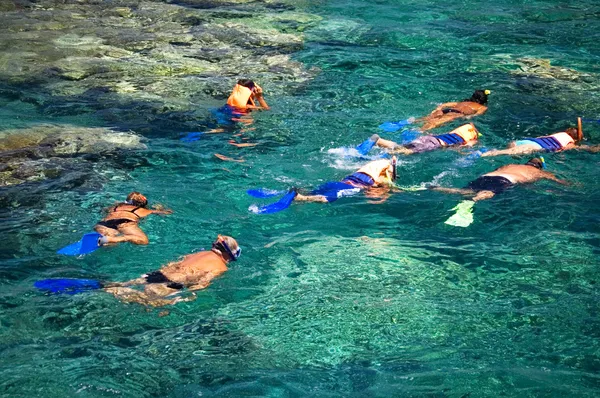 Grupo de mergulhadores no mar — Fotografia de Stock