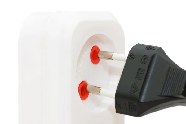 Extension cord with plugs isolated over white — Stock Photo, Image