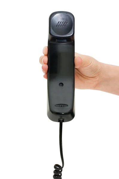 Receptor de telefone na mão isolado em fundo branco — Fotografia de Stock