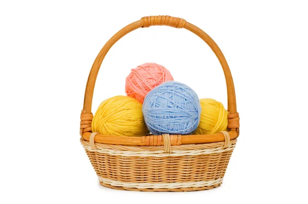 Ball of threads in a basket — Stock Photo, Image