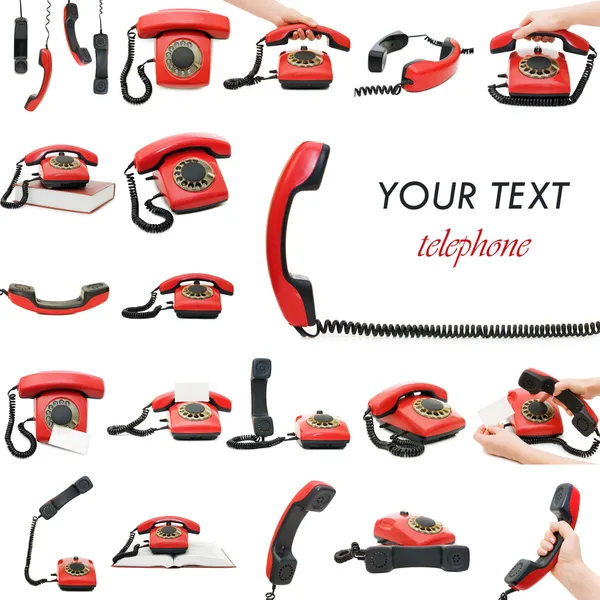 Červená starý telefon. kompozitní — Stock fotografie