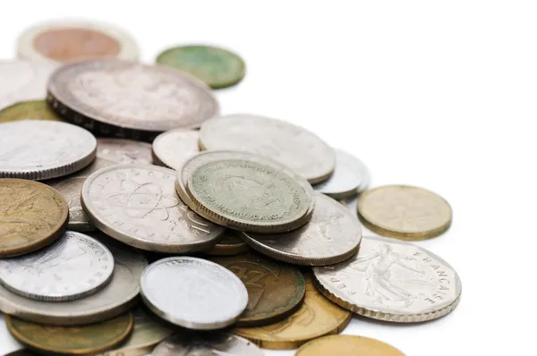 Gamla mynt isolerad på vit bakgrund — Stockfoto