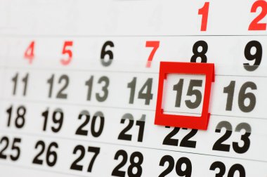 Page of calendar showing date of today clipart