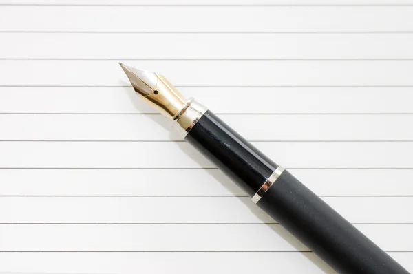 Elegant fountain pen on paper with clipping path — Stock Photo, Image