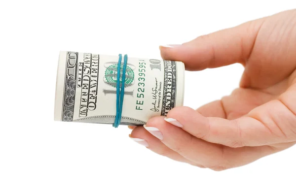 Hand with money isolated on white background — Stock Photo, Image