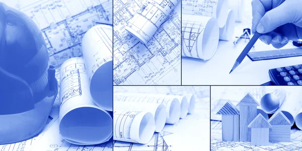 Blueprints, construction - a collage as the concept of construction — Stock Photo, Image
